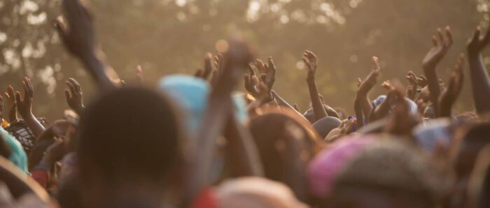 Hands in crowd