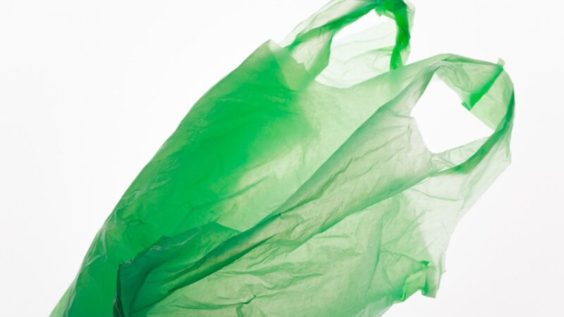 Green plastic bag