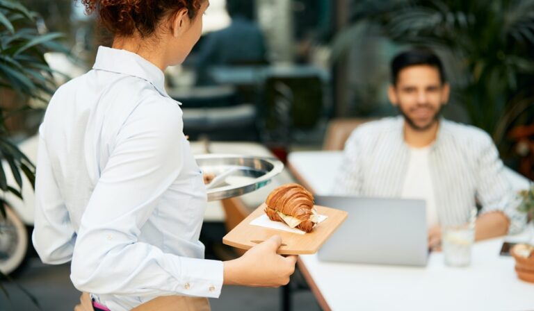 Waitress serving