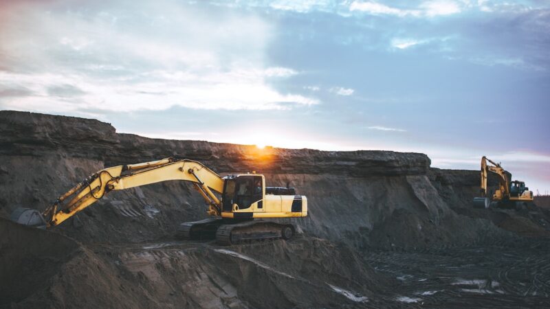 Excavator mining coal