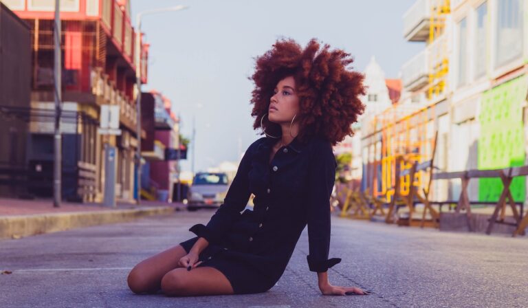 A woman with an afro