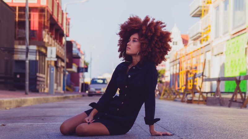 A woman with an afro