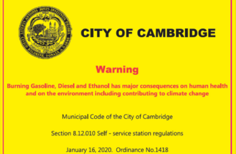 Cambridge gas warning label