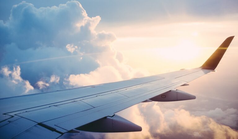 Wing of an airplane in flight