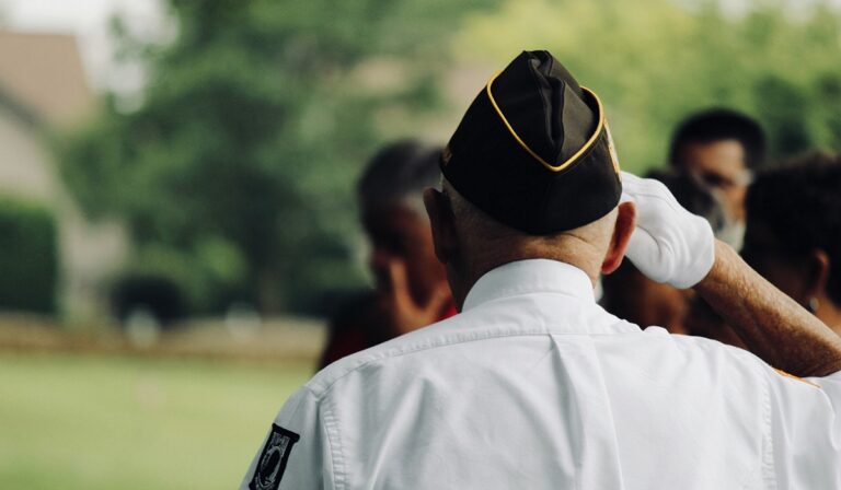 U.S. veteran saluting