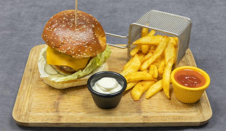 Burger and fries