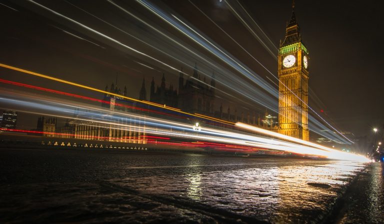 London traffic at night