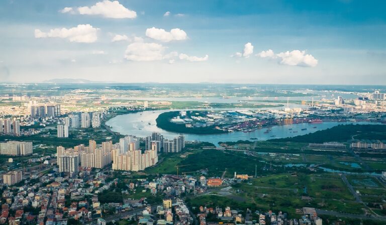 An aerial view of Saigon, Ho Chi Minh City, Vietnam