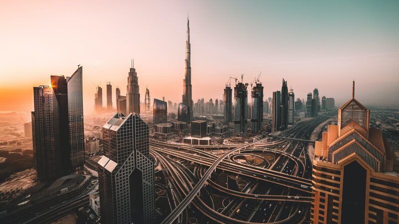 An aerial view of Dubai