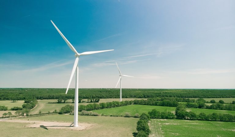 Wind turbines in the field