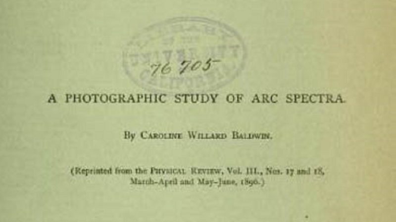 Caroline Willard Baldwin's "A Photographic Study of Arc Spectra"