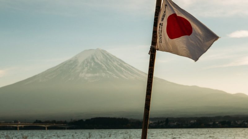 Mt. Fuji and Japanese flag