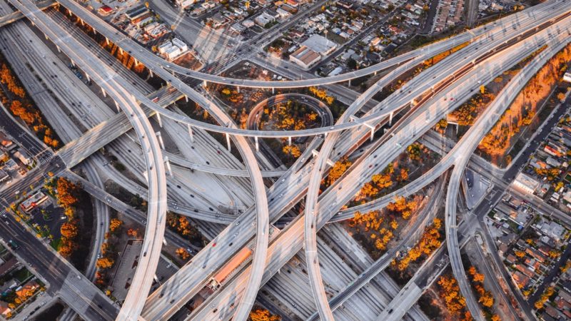 Aerial view of Judge Harry Pregerson Interchange, Los Angeles