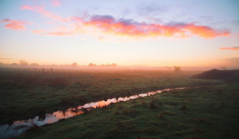 Irrigation canal at sunset