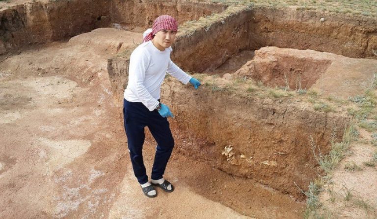 Ancient settlement at Botai, discovered in 1980.