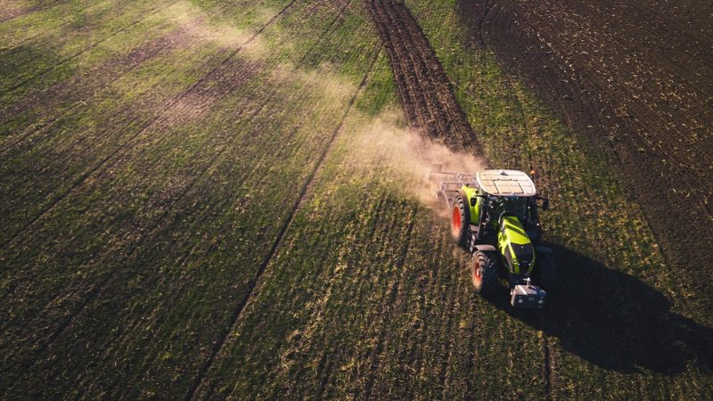 Aerial view of tractor