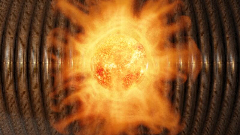 Illustration of the concept of nuclear fusion