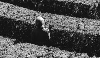 Woman lost in maze