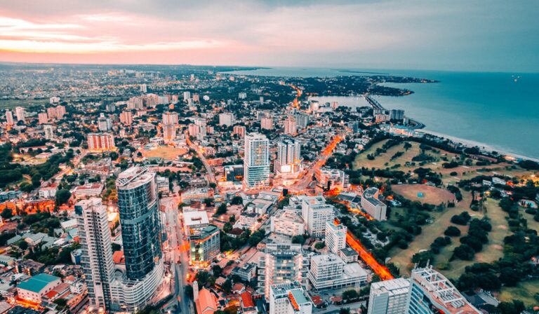 An Aerial/Drone Shot of The capital city of Tanzania, Dar es salaam.