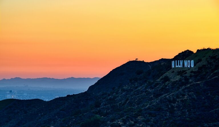 Hollywood sign at sunset