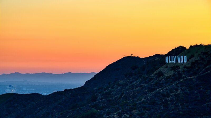 Hollywood sign at sunset